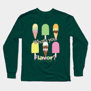 What's Your Flavor? Cute Ice Cream Cones & Popsicle Ice Blocks Pattern Long Sleeve T-Shirt